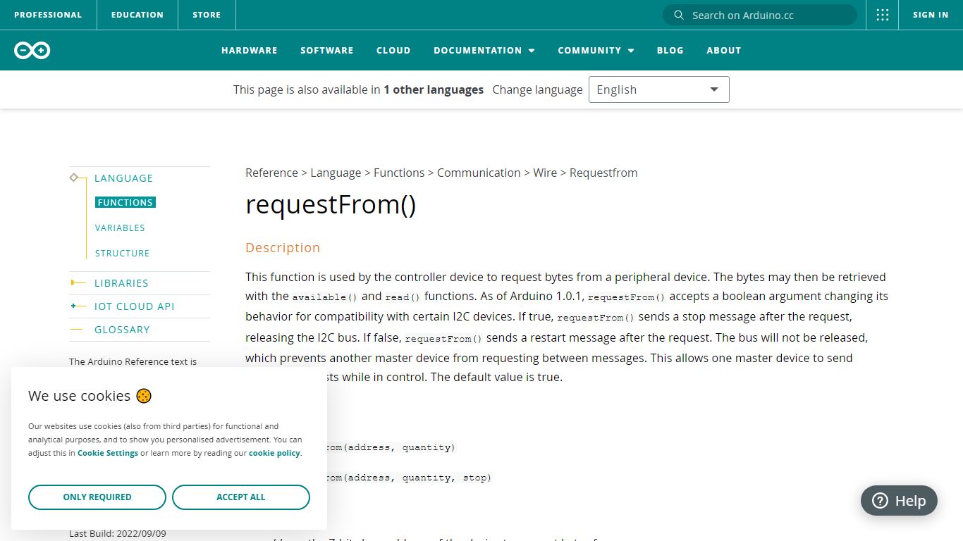 requestFrom() - Arduino Reference